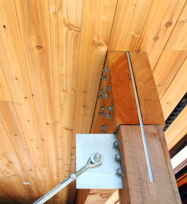 Floating wood and glass staircase