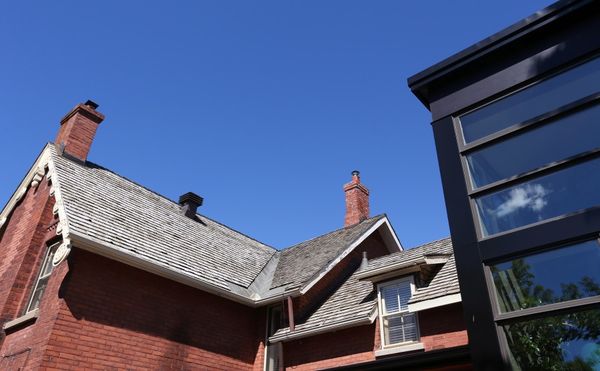 Modern addition on heritage brick